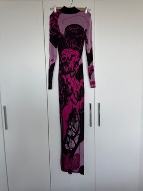 Karen Millen Slinky Knit Star Mapped Jacquard Maxi Dress